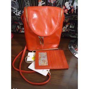 HOBO Intl RIO Red Orange Crossbody Euro Slide Wallet Set NWT Leather SET…